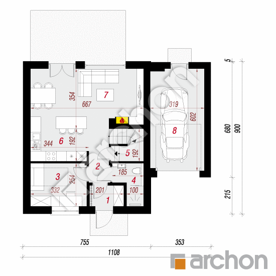 Проект будинку ARCHON+ Будинок в аркадіях 3 (Г) План першого поверху