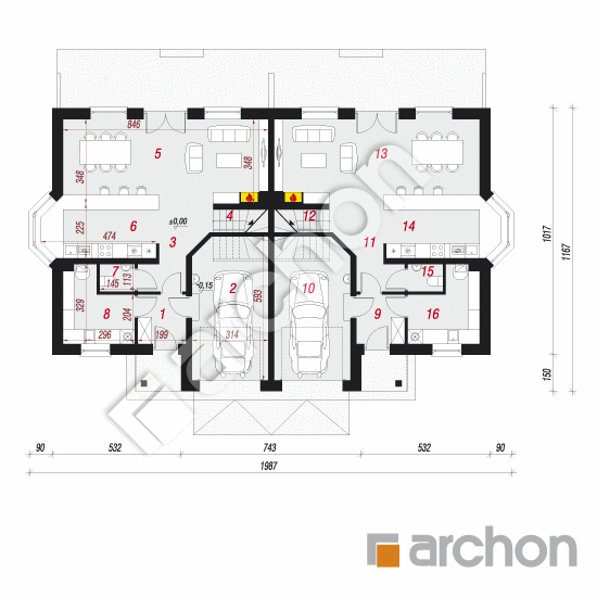 Проект будинку ARCHON+ Будинок в клематисах 4 (Р2) вер.2 План першого поверху