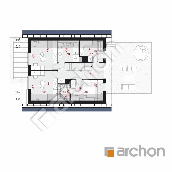Проект дома ARCHON+ Дом в изопируме 7 (Г2) План мансандри