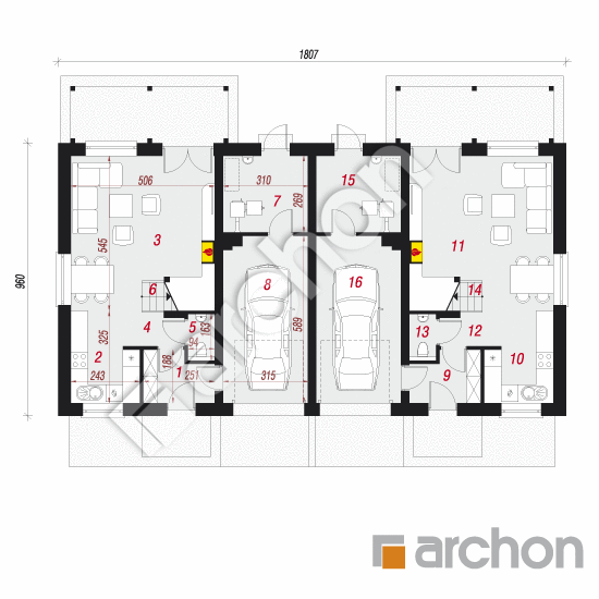 Проект будинку ARCHON+ Будинок в цикламенах 5 План першого поверху