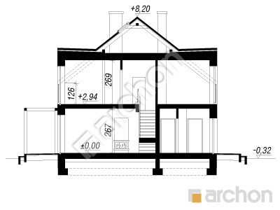 Проєкт будинку ARCHON+ Будинок в цикламенах 5 Розріз будинку