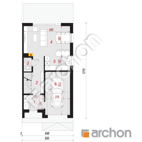 Проект будинку ARCHON+ Будинок в рівіях 8 (ГБ) План першого поверху