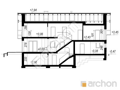 Проєкт будинку ARCHON+ Будинок в бугунвіліях (Г2П) Розріз будинку