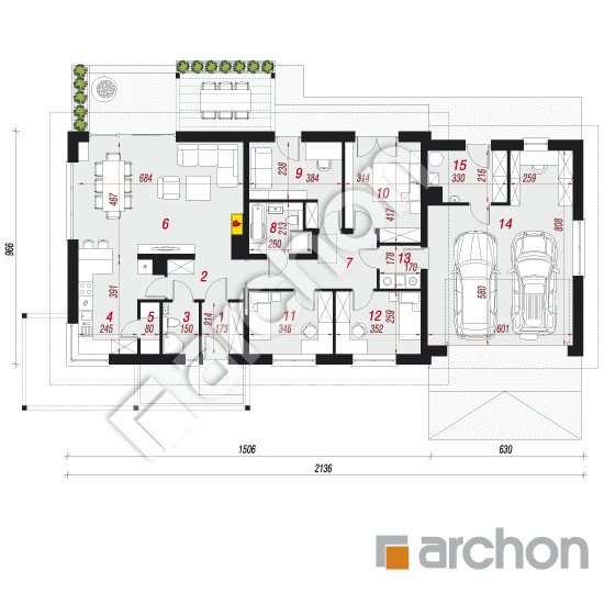 Проект будинку ARCHON+ Будинок в мекінтошах (Г2) План першого поверху