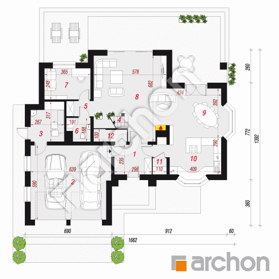 Проект дома ARCHON+ Дом в каллатеях 3 вер.2 План першого поверху