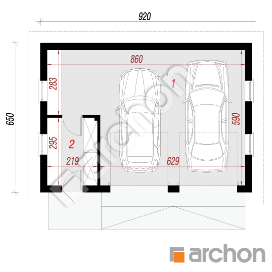 Проект будинку ARCHON+ Г25 - Двомісний гараж План першого поверху