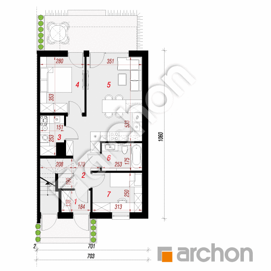 Проект будинку ARCHON+ Будинок в фіалках 19 (Р2БЕ) План першого поверху