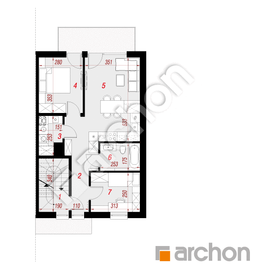 Проект дома ARCHON+ Дом в фиалках 19 (Р2БЕ) План першого поверху