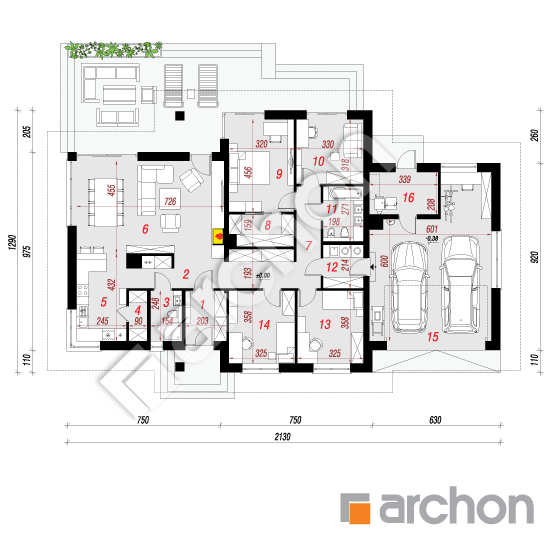 Проект будинку ARCHON+ Будинок в альвах (Г2Т) План першого поверху