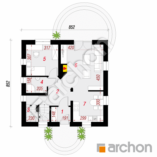 Проект дома ARCHON+ Дом в землянике 3 (П) вер.2 План першого поверху
