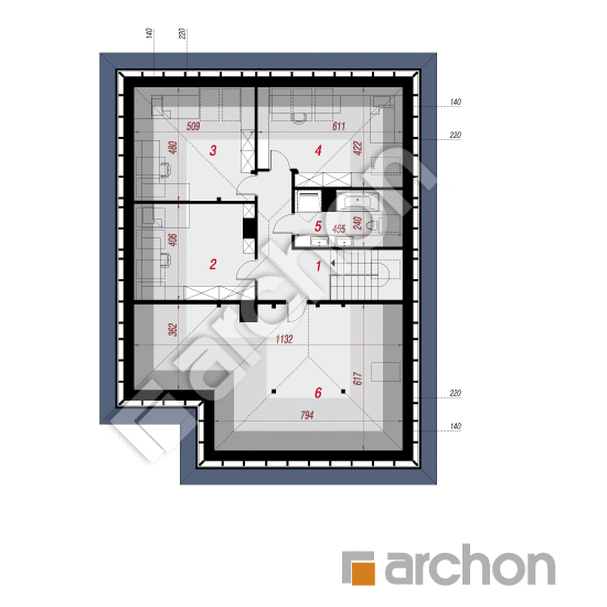 Проект дома ARCHON+ Дом в ренклодах 9 (Г2) План мансандри