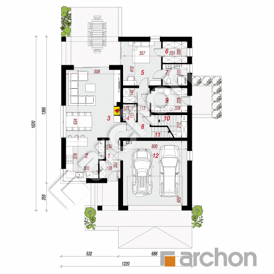 Проект дома ARCHON+ Дом в ренклодах 9 (Г2) План першого поверху