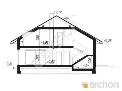 Проєкт будинку ARCHON+ Будинок в ренклодах 9 (Г2) Розріз будинку