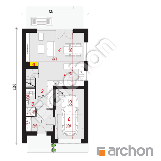 Проект дома ARCHON+ Дом под гинко 19 (Г) План першого поверху