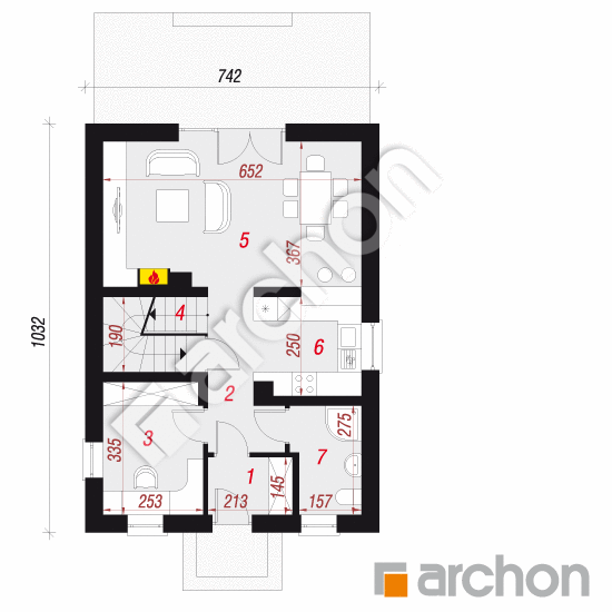 Проект дома ARCHON+ Дом под каштаном 2 (П) вер.2 План першого поверху