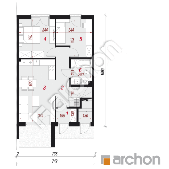 Проект будинку ARCHON+ Будинок при тракті (Р2СА) План першого поверху