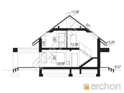 Проєкт будинку ARCHON+ Будинок в сорго 2 (Г) Розріз будинку