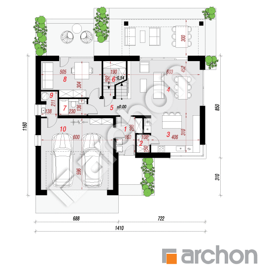 Проект будинку ARCHON+ Будинок в розаніях 3 (Г2) План першого поверху