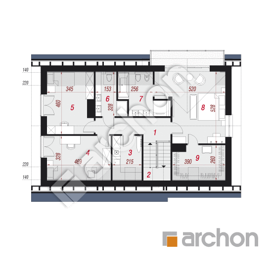 Проект дома ARCHON+ Дом в малиновках 10 (Г) План мансандри