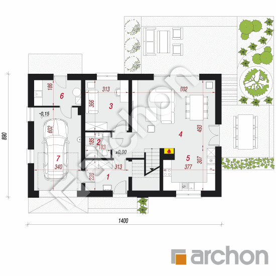 Проект будинку ARCHON+ Будинок в малинівці 10 (Г) План першого поверху