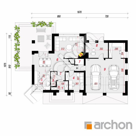Проект будинку ARCHON+ Будинок у яновцях (Г2) План першого поверху