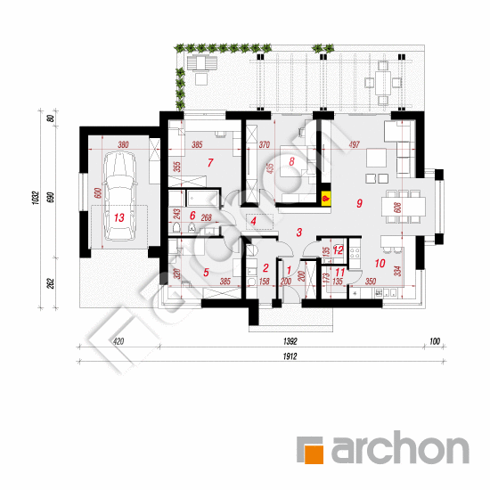 Проект будинку ARCHON+ Будинок під червоною горобиною (ГНА) План першого поверху