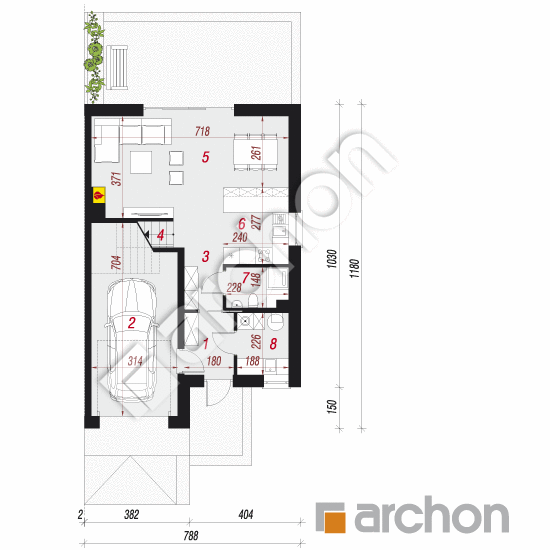 Проект дома ARCHON+ Дом в клематисах 20 (БА) вер. 2 План першого поверху