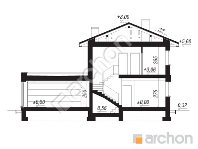 Проєкт будинку ARCHON+ Вілла Юлія 16 (Г2) Розріз будинку