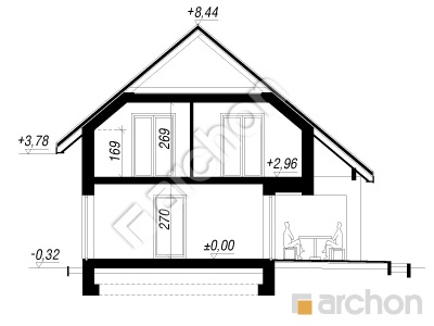 Проект дома ARCHON+ Дом в голтериях Розріз будинку