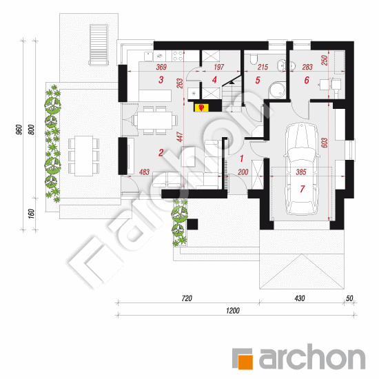 Проект будинку ARCHON+ Будинок в журавках 10 План першого поверху