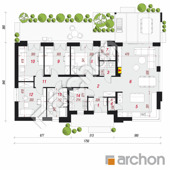 Проект дома ARCHON+ Дом в базилике 2 План першого поверху
