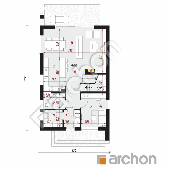 Проект будинку ARCHON+ Будинок в сон-траві 6 План першого поверху