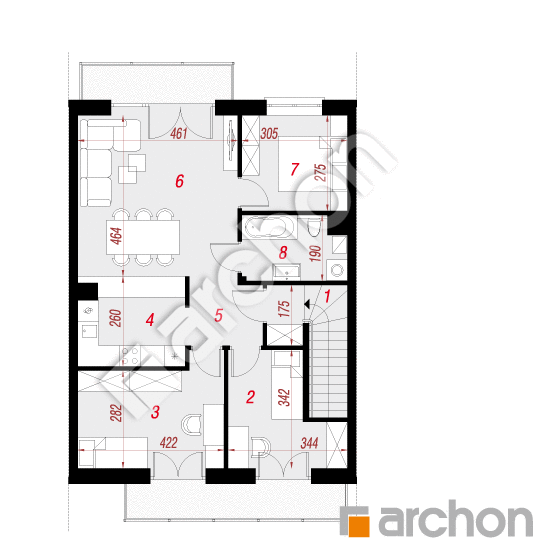 Проект дома ARCHON+ Дом в калвилах 2 (С) План першого поверху