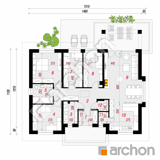 Проект будинку ARCHON+ Будинок під червоною горобиною 15 (Т) План першого поверху