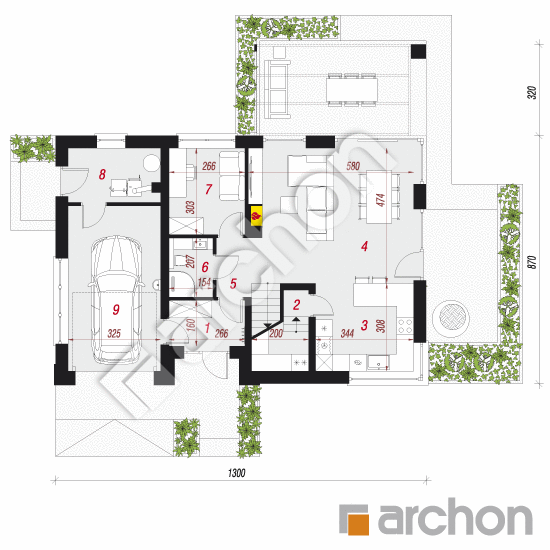 Проект дома ARCHON+ Дом в арахисах План першого поверху