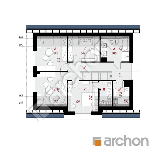 Проект будинку ARCHON+ Будинок в комміфорах 8 План мансандри