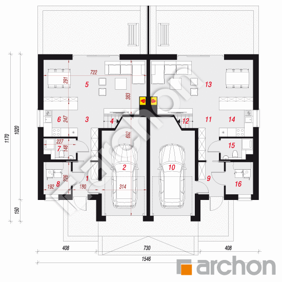 Проект будинку ARCHON+ Будинок в клематисах 21 (Р2) План першого поверху