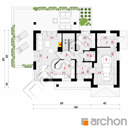 Проект будинку ARCHON+ Будинок у вістерії 2 (П) План першого поверху