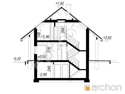 Проєкт будинку ARCHON+ Будинок у вістерії 2 (П) Розріз будинку