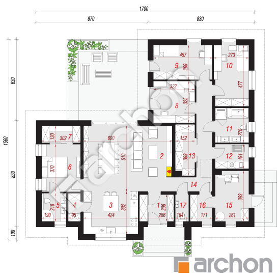 Проект будинку ARCHON+ Будинок в навлоціях 4 План першого поверху