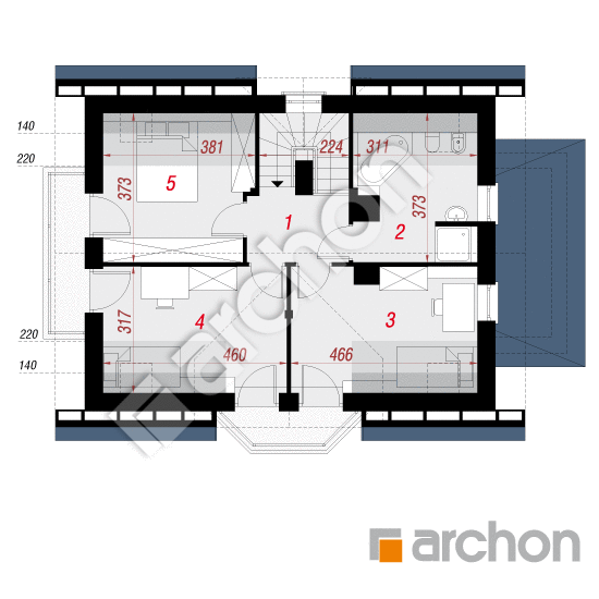 Проект будинку ARCHON+ Будинок в журавлині вер.2 План мансандри