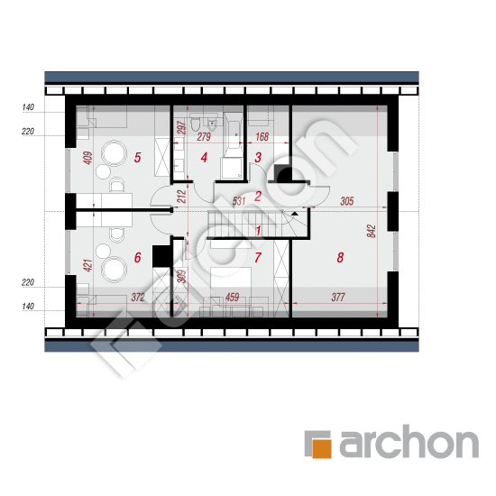 Проект дома ARCHON+ Дом в коммифорах 3 План мансандри