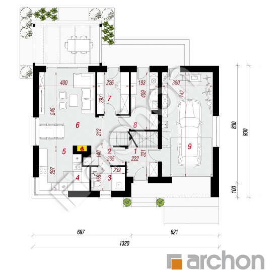 Проект будинку ARCHON+ Будинок в комміфорах 3 План першого поверху