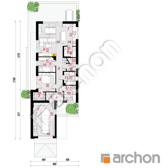 Проект дома ARCHON+ Дом в бегониях 2(Г) План першого поверху