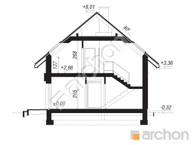 Проект дома ARCHON+ Дом в шишковиках 3 (Г) Розріз будинку