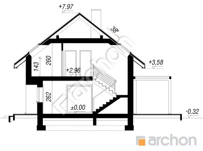 Проект дома ARCHON+ Дом в вистерии 8 (Г) Розріз будинку