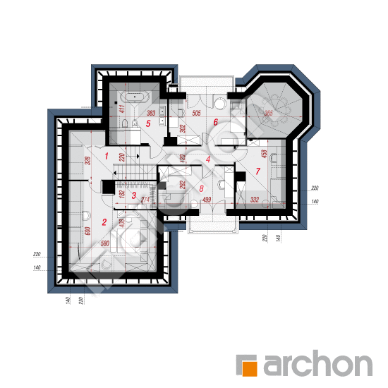 Проект будинку ARCHON+ Будинок в гібіскусі вер.2 План мансандри