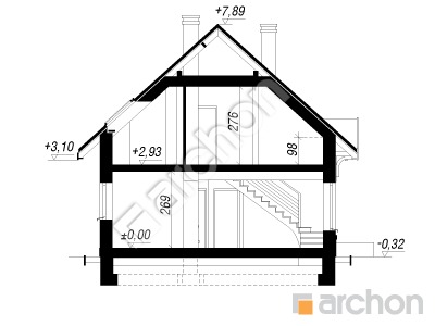 Проєкт будинку ARCHON+ Будинок в суниці 5 вер. 2 Розріз будинку