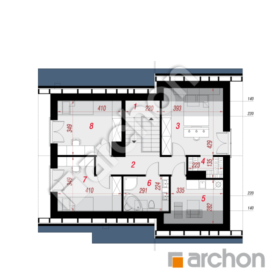 Проект будинку ARCHON+ Будинок в макадамії 2 (Р2) План мансандри