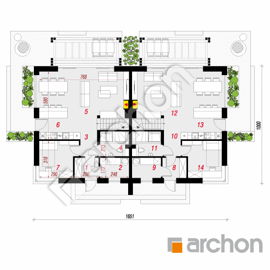 Проект дома ARCHON+ Дом в крынках 2 (Р2) План першого поверху